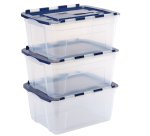 Contenitore multiuso Bankers Box - 43 x 59 x 28 cm - 45 L - PP - con coperchio a cerniera blu - trasparente - Fellowes