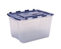 Contenitore multiuso Bankers Box - 43 x 59 x 35 cm - 55 L - PP - con coperchio a cerniera blu - trasparente - Fellowes