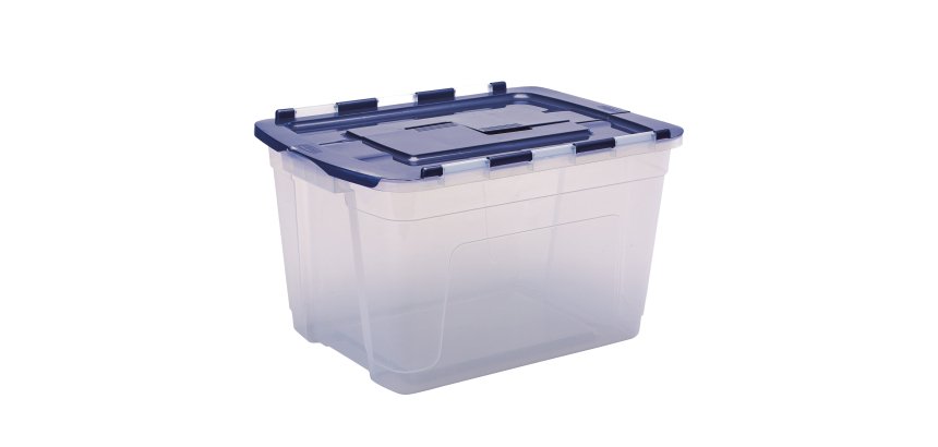 Contenitore multiuso Bankers Box - 43 x 59 x 35 cm - 55 L - PP - con coperchio a cerniera blu - trasparente - Fellowes