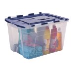 Contenitore multiuso Bankers Box - 43 x 59 x 35 cm - 55 L - PP - con coperchio a cerniera blu - trasparente - Fellowes