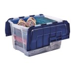 Contenitore multiuso Bankers Box - 43 x 59 x 35 cm - 55 L - PP - con coperchio a cerniera blu - trasparente - Fellowes