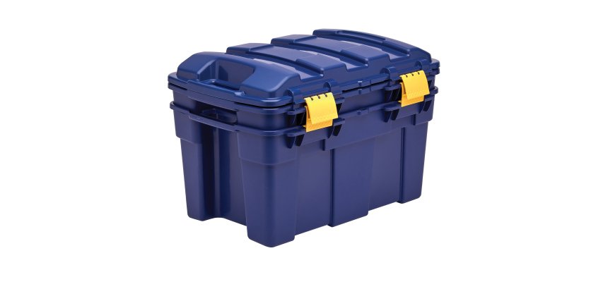 Baule multiuso Bankers Box - 39 x 59 x 33 cm - 40 L - PP - con coperchio - blu/giallo - Fellowes