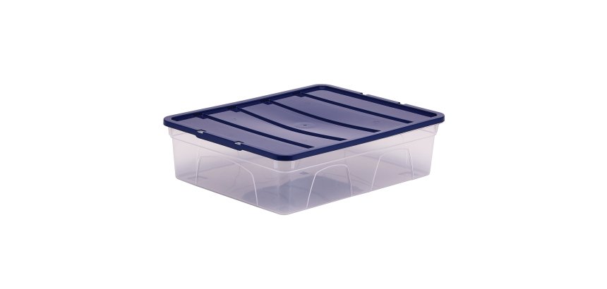 Contenitore multiuso Bankers Box - 32 x 40 x 11 cm - 12 L - PP - con coperchio blu - trasparente - Fellowes