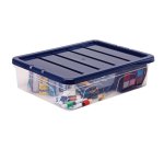 Contenitore multiuso Bankers Box - 32 x 40 x 11 cm - 12 L - PP - con coperchio blu - trasparente - Fellowes