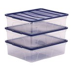 Contenitore multiuso Bankers Box - 32 x 40 x 11 cm - 12 L - PP - con coperchio blu - trasparente - Fellowes