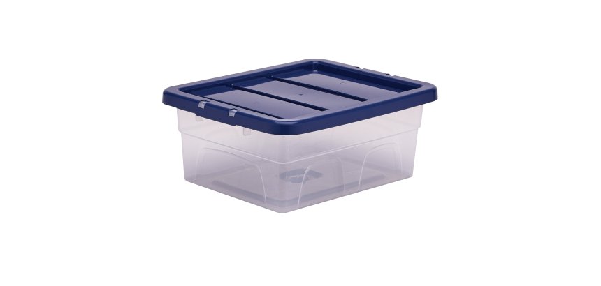 Contenitore multiuso Bankers Box - 32 x 40 x 17 cm - 15 L - PP - con coperchio blu - trasparente - Fellowes