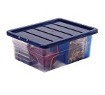 Contenitore multiuso Bankers Box - 32 x 40 x 17 cm - 15 L - PP - con coperchio blu - trasparente - Fellowes