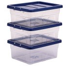 Contenitore multiuso Bankers Box - 32 x 40 x 17 cm - 15 L - PP - con coperchio blu - trasparente - Fellowes