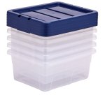 Contenitore multiuso Bankers Box - 32 x 40 x 17 cm - 15 L - PP - con coperchio blu - trasparente - Fellowes