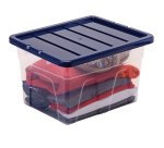 Contenitore multiuso Bankers Box - 37 x 40 x 24,5 cm - 22 L - PP - con coperchio blu - trasparente - Fellowes