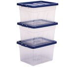 Contenitore multiuso Bankers Box - 37 x 40 x 24,5 cm - 22 L - PP - con coperchio blu - trasparente - Fellowes