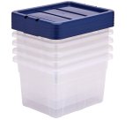 Contenitore multiuso Bankers Box - 37 x 40 x 24,5 cm - 22 L - PP - con coperchio blu - trasparente - Fellowes