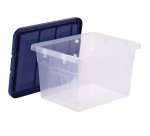 Contenitore multiuso Bankers Box - 37 x 40 x 24,5 cm - 22 L - PP - con coperchio blu - trasparente - Fellowes
