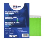 Braccialetti identificativi - in Tyvek - verde fluo - 265 x 19 mm - 50 fogli - 10 et/fg - Avery - Conf. 500 pezzi
