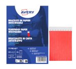 Braccialetti identificativi - in Tyvek - rosso fluo - 265 x 19 mm - 50 fogli - 10 et/fg - Avery - Conf. 500 pezzi