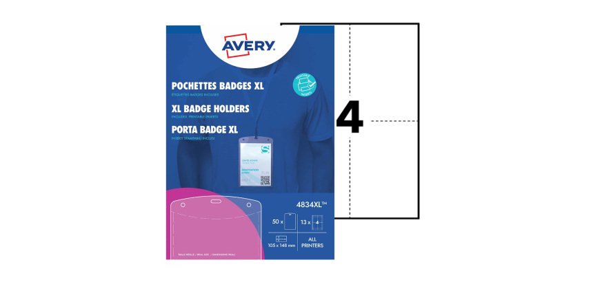 Portabadge A6 - in plastica - laser/inkjet - 105 x 148 mm - Avery - Conf. 50 pezzi