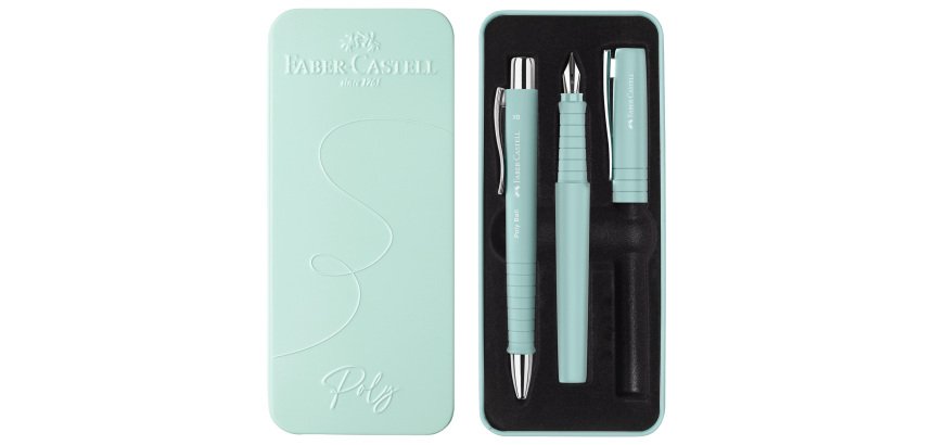 Set stilo B Poly Pen + sfera Poly Ball - punta 0,7 mm - fusto caribic blue - Faber-Castell