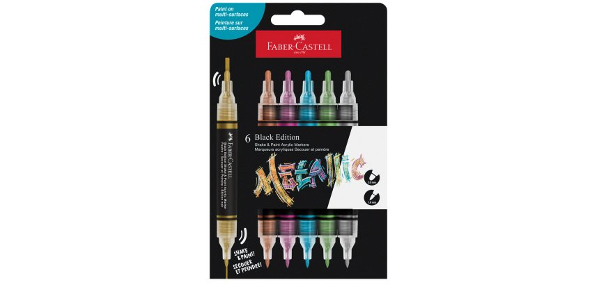 Marcatori Shake&Paint - colori assoriti metallic - Faber-Castell - conf. 6 pz