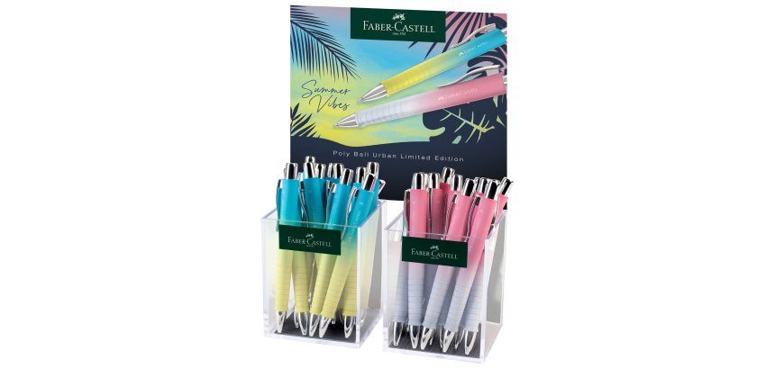 Penna a sfera Poly Ball Urban Summer - punta 0.7mm - fusto colori assortiti - Faber Castell - expo 24 pezzi