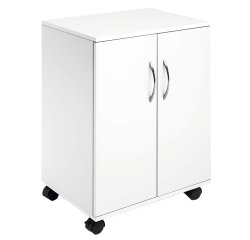 Mobiletto Multifunzione 74/53 - con ante alte e ruote - 4 ripiani - 52,8 x 40 x 73,7 cm - bianco - Durable