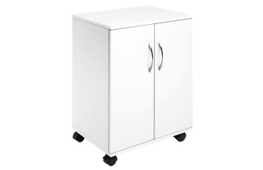 Mobiletto Multifunzione 74/53 - con ante alte e ruote - 4 ripiani - 52,8 x 40 x 73,7 cm - bianco - Durable