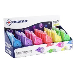 Correttore a nastro 20 Metri - 5 mm x 20 m - involucro colori assortiti Neon - Osama - conf. 36 pezzi