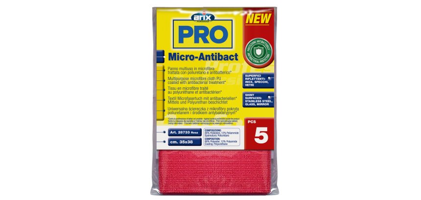 Panno multiuso Micro-Antibact - 35 x 38 cm - rosa - Arix - conf. 5 pezzi