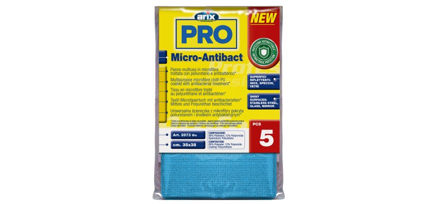 Panno multiuso Micro-Antibact - 35 x 38 cm - blu - Arix - conf. 5 pezzi