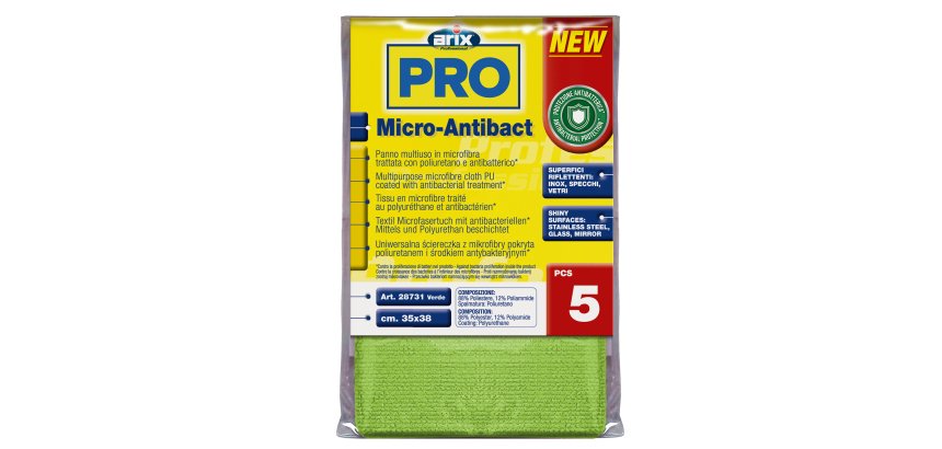 Panno multiuso Micro-Antibact - 35 x 38 cm - verde - Arix - conf. 5 pezzi