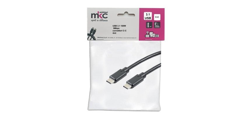 Cavo USB - 3.0 C/C - 100W - 5Mbps - 4 mt - MKC Melchioni