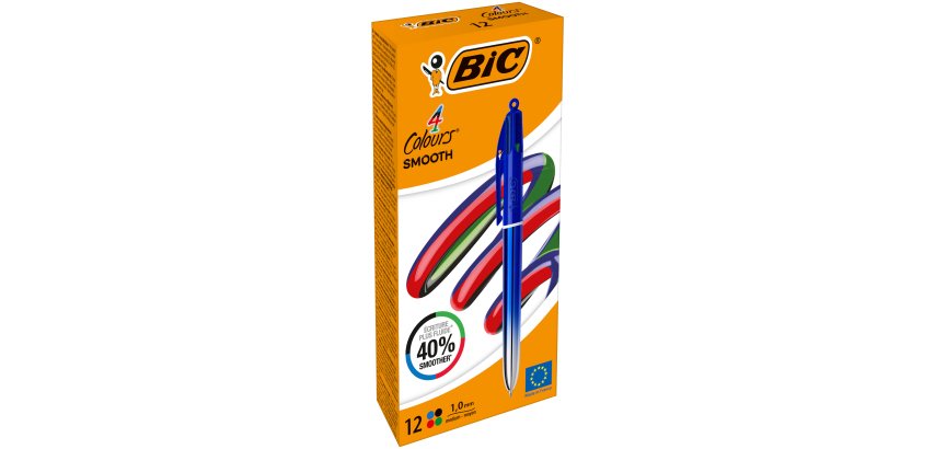 BIC Colors Smooth Black, Blue, Green, Red Twist retractable ballpoint pen Medium 12 pc(s)