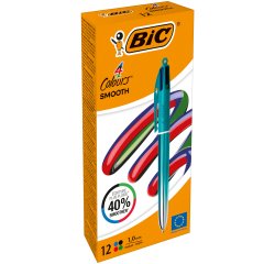 BIC Colors Smooth Black, Blue, Green, Red Twist retractable ballpoint pen Medium 12 pc(s)