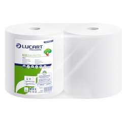 Bobina asciugatutto Eco Pulitutto - microgoffrata - 2 veli - diametro 24,5 cm - 23,5 cm x 212 m - 18,5 gr - carta riciclata - bianco  - Lucart