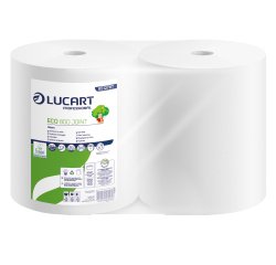 Bobina asciugatutto Eco 800 Joint - 2 veli - 18,5 gr - diametro 26,5 cm - 23,5 cm x 312 m - microgoffrata - carta riciclata - bianco  - Lucart