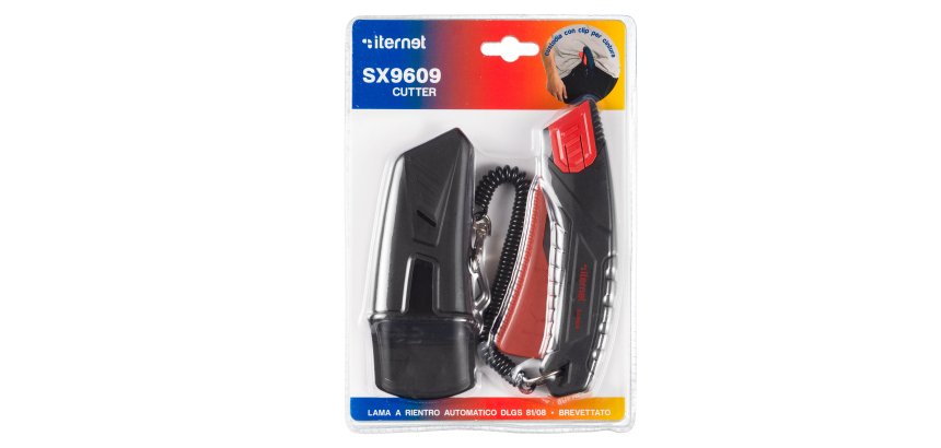 Cutter Super Safety SX 9609 - con custodia - lama a rientro automatico - Iternet