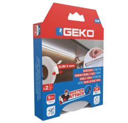 Nastro biadesivo SLIM Mister Attach - 9 mm x 5 m - bianco - Geko - conf. 2 pezzi