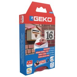 Nastro biadesivo OUTDOOR Mister Attach - 19 mm x 1,5 m - grigio/rosso - Geko