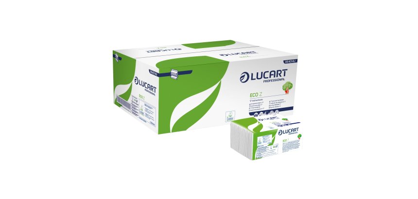 Asciugamani piegati a Z Eco - 2 veli - 21 gr - goffratura corda - 23,5 x 21,5 cm - bianco - Lucart - conf. 220 pezzi