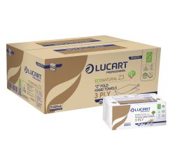 Asciugamani piegati a Z EcoNatural Plastic Free - 17 gr - 23,5 x 21,5 cm - goffratura corda - avana - Lucart - pacco da 198 pezzi