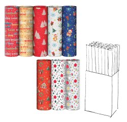 Rotolo carta regalo riciclata fantasie natale - 70cmx200m - fantasie assortite - Rex Sadoch