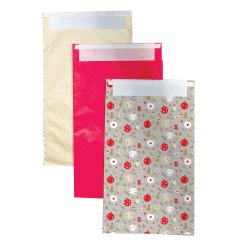 Sacchetto regalo - fantasia Natale assortite - c/patella adesiva - 20 x 35 + 5 cm - carta - Rex Sadoch - conf. 3pz