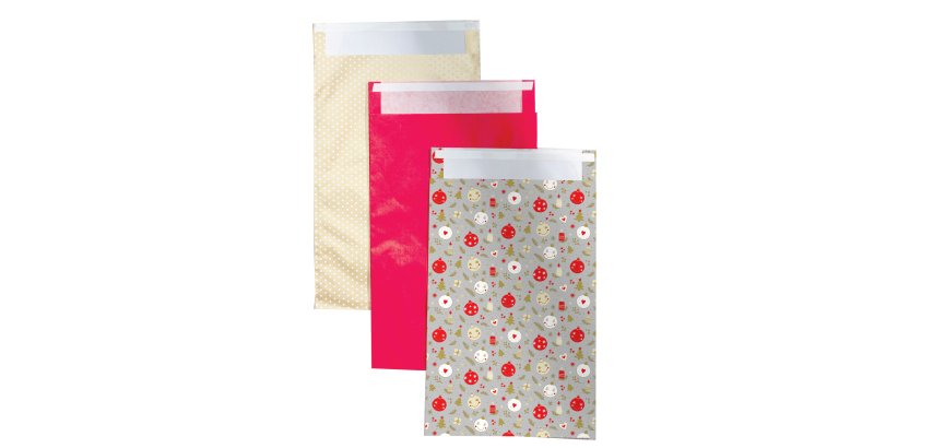 Sacchetto regalo - fantasia Natale assortite - c/patella adesiva - 36 x 50 + 5 cm - carta - Rex Sadoch - conf. 2pz