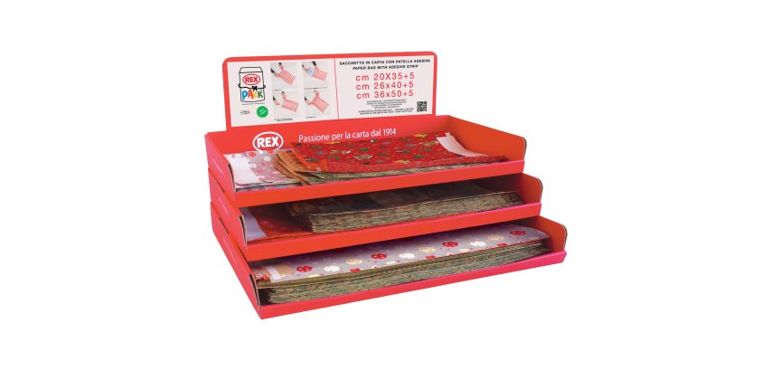 Sacchetto regalo - fantasia Natale assortite - c/patella adesiva - Rex Sadoch - expo 150 pezzi
