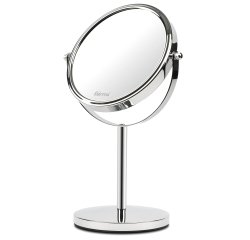 Specchio per trucco - con ingrandimento x3 - diametro specchio 15,5 cm - altezza 32 cm - grigio - Girmi