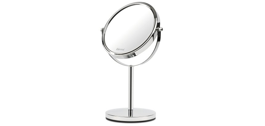 Specchio per trucco - con ingrandimento x3 - diametro specchio 15,5 cm - altezza 32 cm - grigio - Girmi