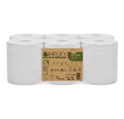 Asciugamani in rotolo Autocut Simplify - 196 mm x 130 mt - diametro 18,5 cm - 2 veli - 19,5 gr - goffratura micro - bianco - Paperne t