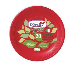 Piatto frutta - compostabile - diametro 17 cm - rosso - Dopla - conf. 20 pezzi