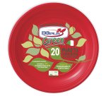 Piatto piano - compostabile - diametro 22 cm - rosso - Dopla - conf. 20 pezzi