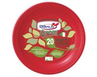 Piatto piano - compostabile - diametro 22 cm - rosso - Dopla - conf. 20 pezzi