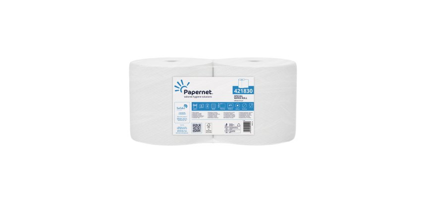 Bobina asciugatutto - 2 veli - goffratura a onda -  diametro 26 cm - 19,5 gr - 23,4 cm x 112,1 mt - bianco - Papernet